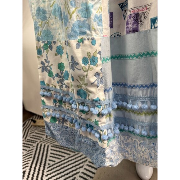 Handmade Vintage Patchwork Wrap Skirt  OS Blues   Cotton Blend - Picture 11 of 16